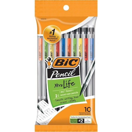 Bic Mechanical Pencils, .7mm w/ 3 Leads, 10/PK, Assorted PK BICMPP101